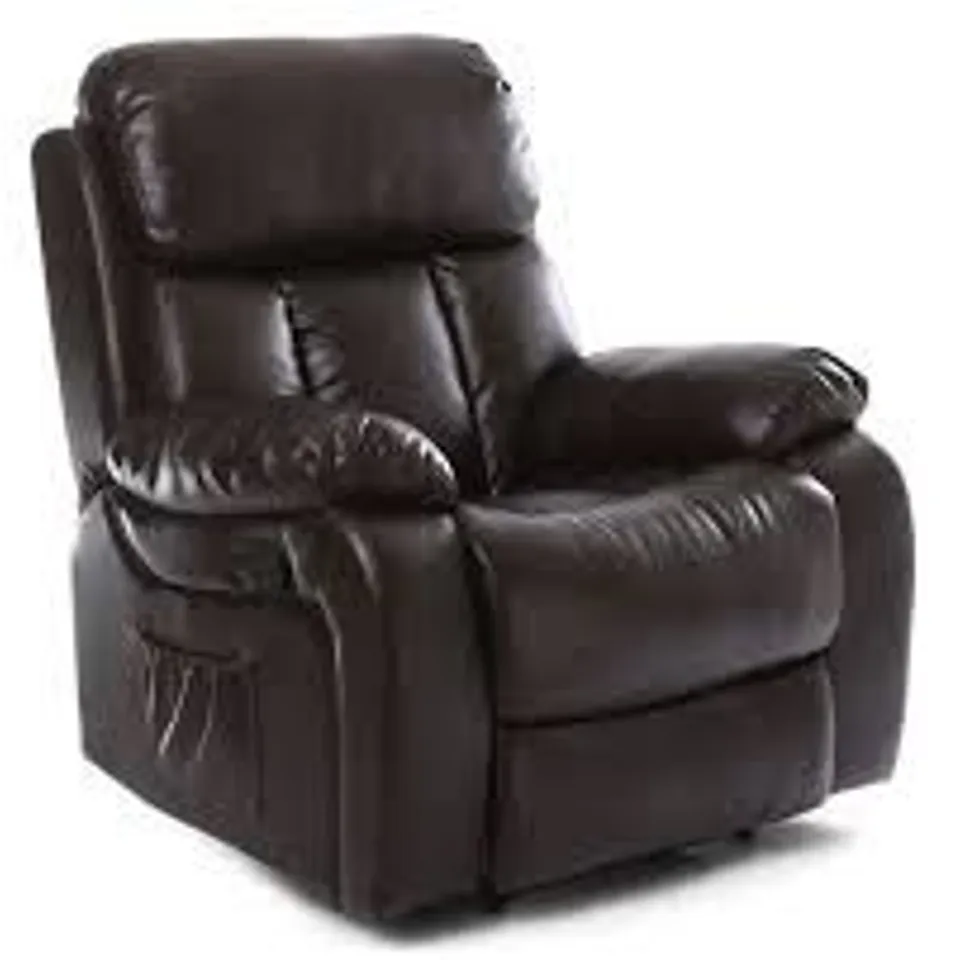 BOXED CHESTER BROWN FAUX LEATHER MANUALLY RECLINING CHAIR (1 BOX)