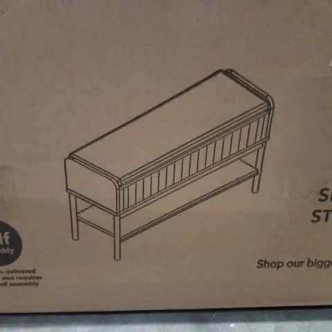 BOXED DUNELM GEORGI SELF ASSEMBLY STORAGE BENCH - BLACK - H49×W90×D30CM