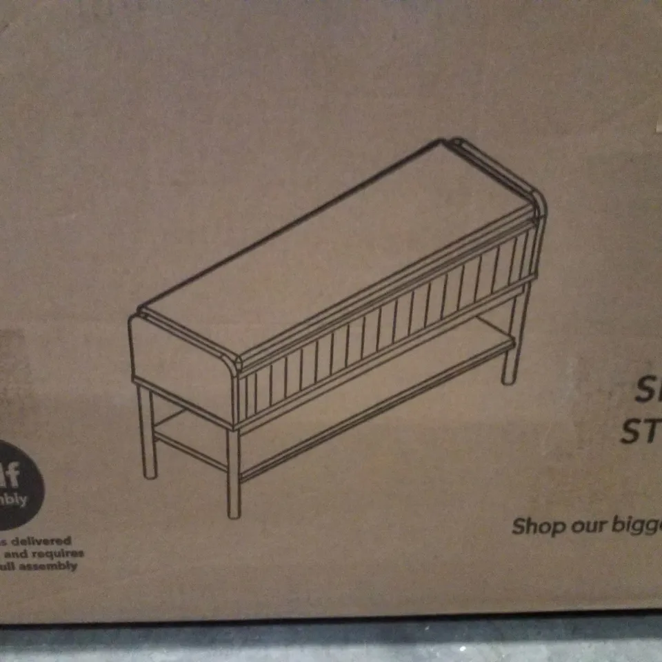 BOXED DUNELM GEORGI SELF ASSEMBLY STORAGE BENCH - BLACK - H49×W90×D30CM