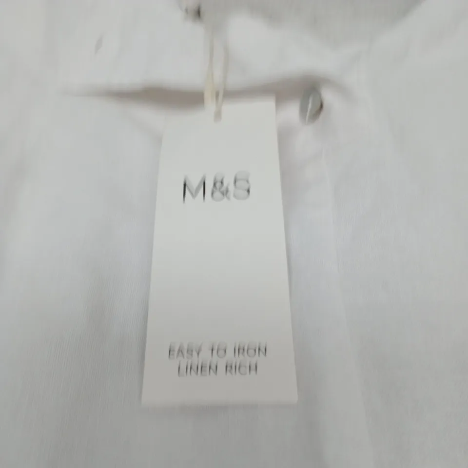 UK 14 M&S LINEN RICH SLEEVELESS BLOUSE – WHITE