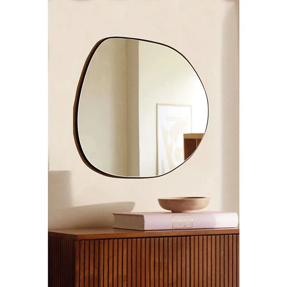 BOXED LYN HOME ASYMMETRIC WALL MIRROR, 50 X 60 CM, BLACK (1 BOX)