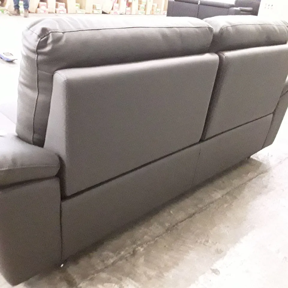 DESIGNER PAVILION SOFT GREY LEATHER ELECTRIC RECLINING 3 SEATER SOFA