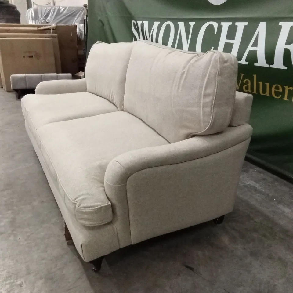 QUALITY DESIGNER LARGE 3 SEATER FABRIC SOFA - BEIGE