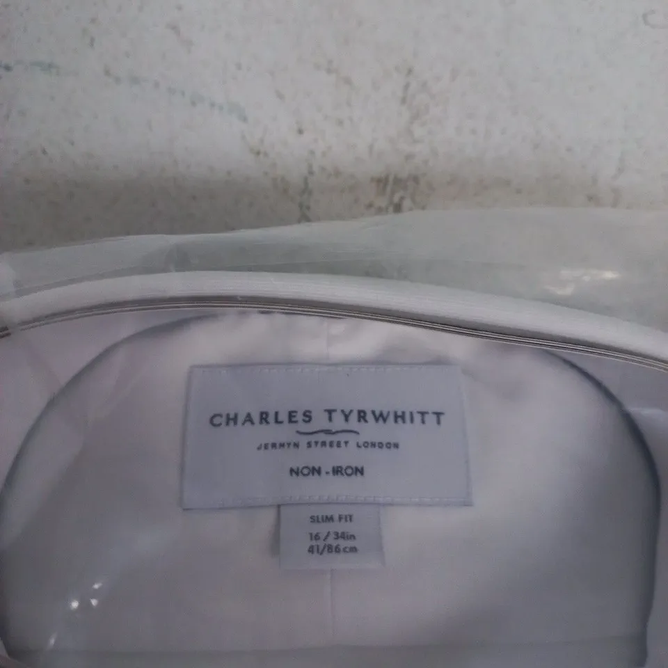 CHARLES TYRWHITT WHITE NON-IRON SLIM FIT SHIRT, UK 16 (EU 41/86 CM) – 34IN / 41/86 CM