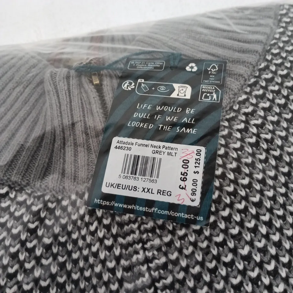 WHITE STUFF ATTADALE FUNNEL NECK PATTERN GREY MLT XXL