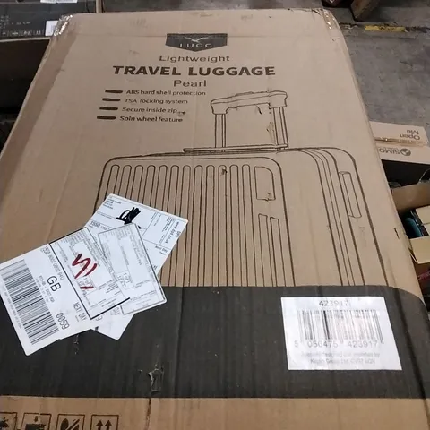 BOXED LUGG LIGHTWEIGHT TRAVEL LUGGAGE SUITCASE - PEARL 