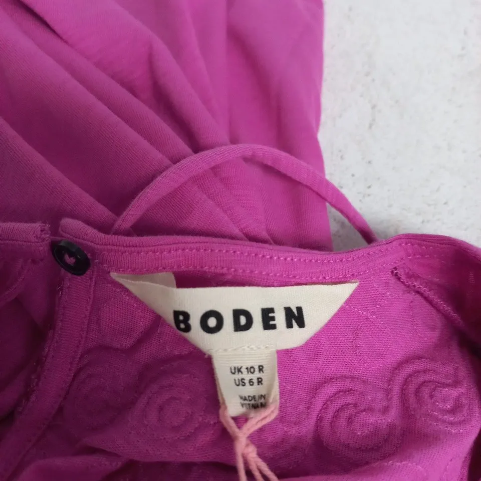 BODEN WOMEN'S EMBROIDERED JERSEY SHORT DRESS – PINK, UK 10R (US 6R)