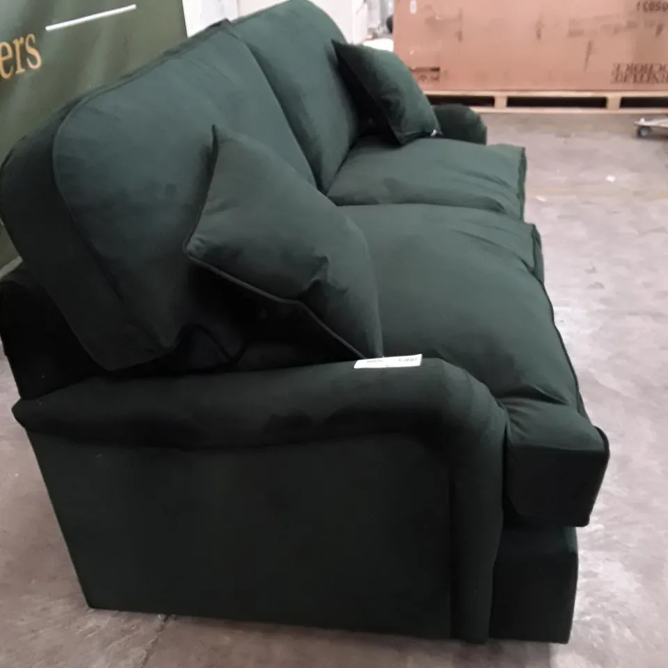 QUALITY DESIGNER DOWNTON 3.5 SEATER SOFA BED - DARK GREEN VELVET