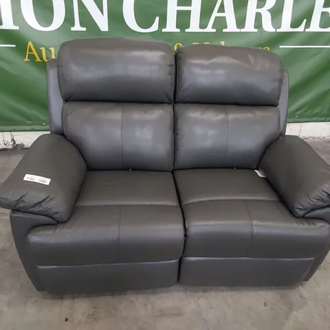 DESIGNER POWER RECLINING TWO SEATER SOFA CHARCOAL LEATHER