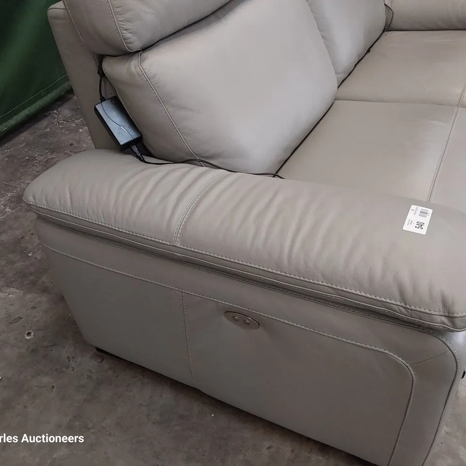 QUALITY ITALIAN DESIGNER RIALTO POWER RECLINING THREE SEATER SOFA GREY LEATHER 
