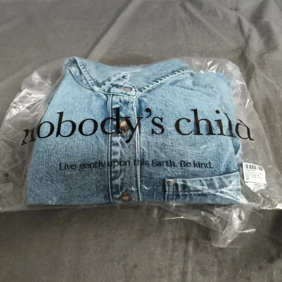 BAGGED NOBODY'S CHILD DENIM OVERSIZED SHIRT – BLUE, UK 14