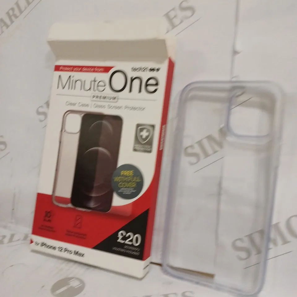 LOT OF 5 MINUTE ONE CLEAR CASE AND GLASS SCREEN PROTECTOR FOR IPHONE 12 PRO MAX 