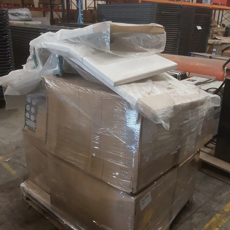 PALLET CONTAINING A VERY LARGE QUANTITY OF ASSORTED ITEMS INCLUDING: DEKS FAN, DESK LAMP, BATH PANEL, 2000W FAN HEATER, NEBO ULTRA BRIGHT LANTERN/POWERBANK ECT