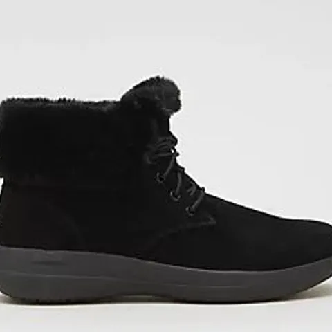 SKECHERS GO WALK STABILITY SUEDE BOOT BLACK SIZE 6