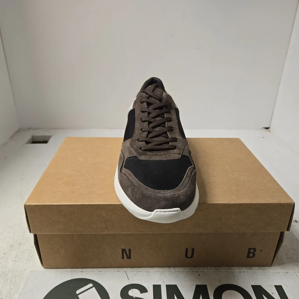 NUBIKK DARK GREY SUEDE/BLACK UK 12 TRAINERS BOXED