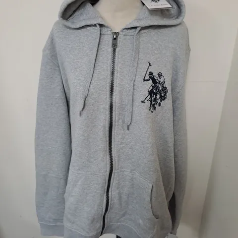 U.S. POLO ASSN GREY ZIP THROUGH HOODIE - XL