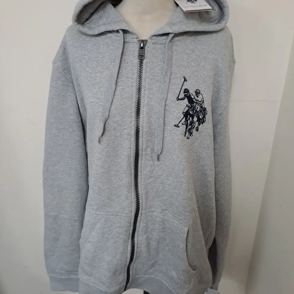 U.S. POLO ASSN GREY ZIP THROUGH HOODIE - XL