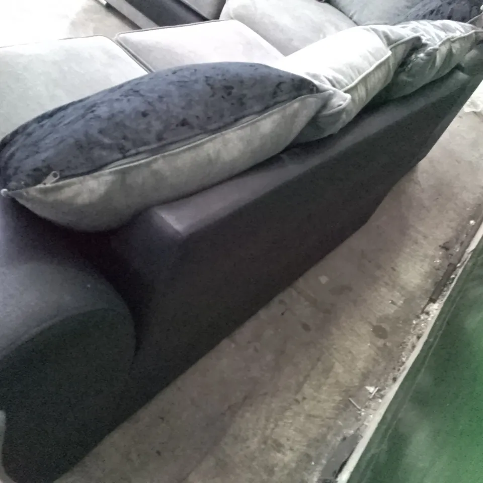 QUALITY DESIGNER 3PCS CORNER SOFA - GREY/BLACK FABRIC 
