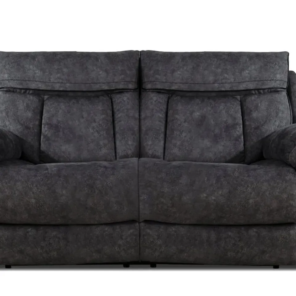 QUALITY DESIGNER ORION 2 SEATER POWER RECLINER SOFA WITH POWER HEADREST PLUSH DARK GREY FABRIC