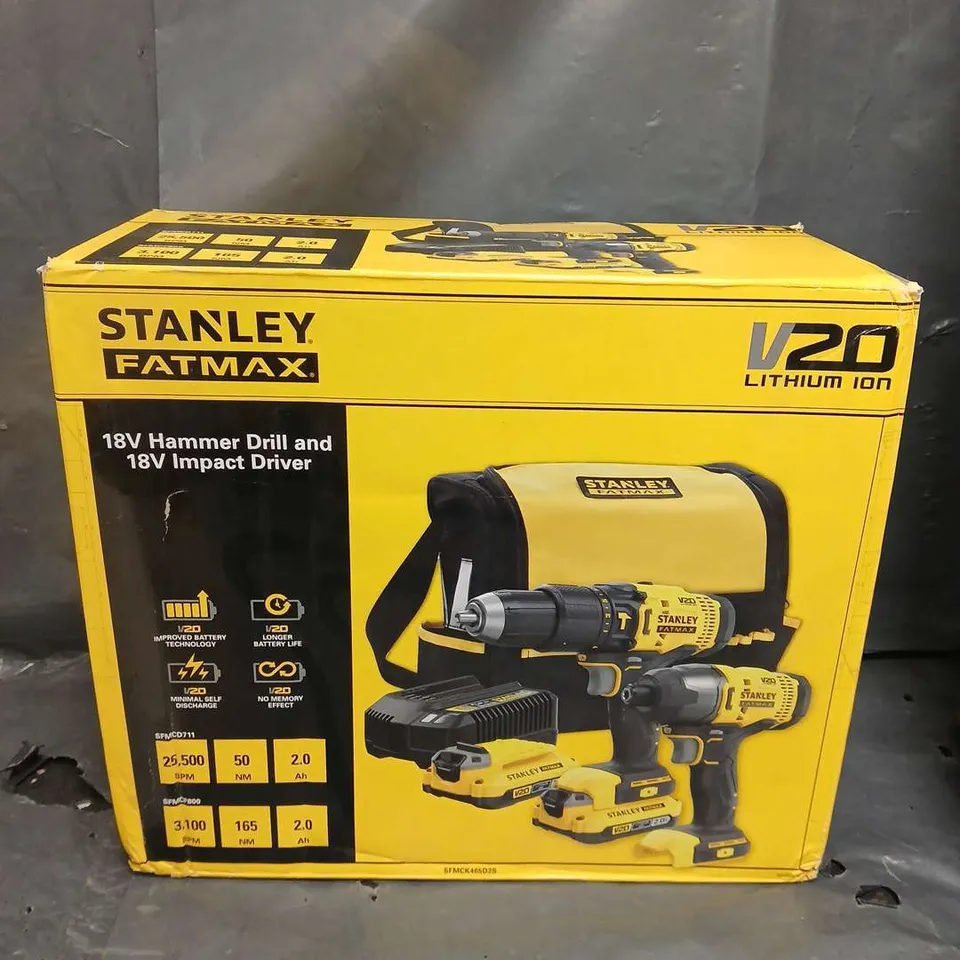 SEALED STANLEY FATMAX V20 18V COMBI DRILL AND IMPACT DRIVER 