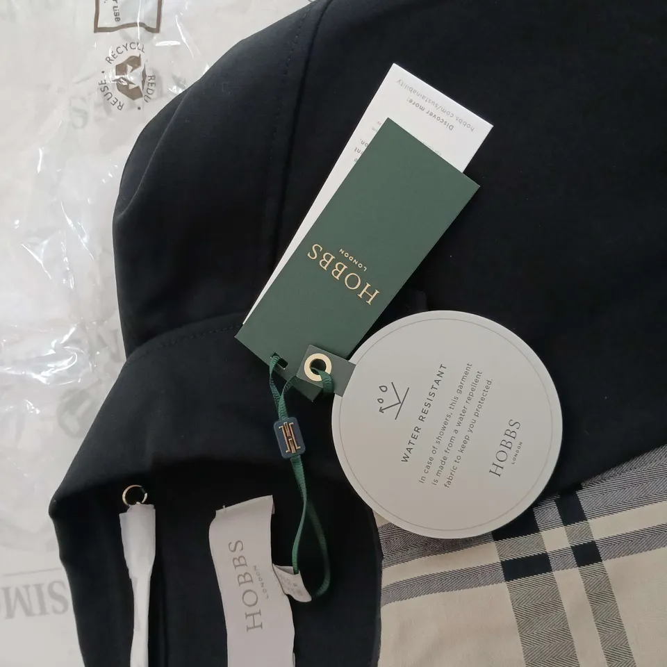 HOBBS LONDON BUTTONED THROUGHJ TRENCH COAT BLACK SIZE 12