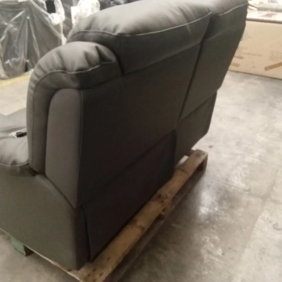 ROTHBURY LUXURY FAUX LEATHER HIGH BACK 2 SEATER MANUAL RECLINER SOFA - CHARCOAL RRP £629