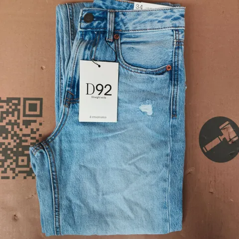 STRADIVARIUS D92 STRAIGHT WIDE DISTRESSED JEANS IN UK 6