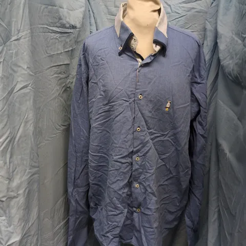 LOUIS FUGARO BLUE PATTERN SHIRT – MEN'S, SIZE 4XL/8