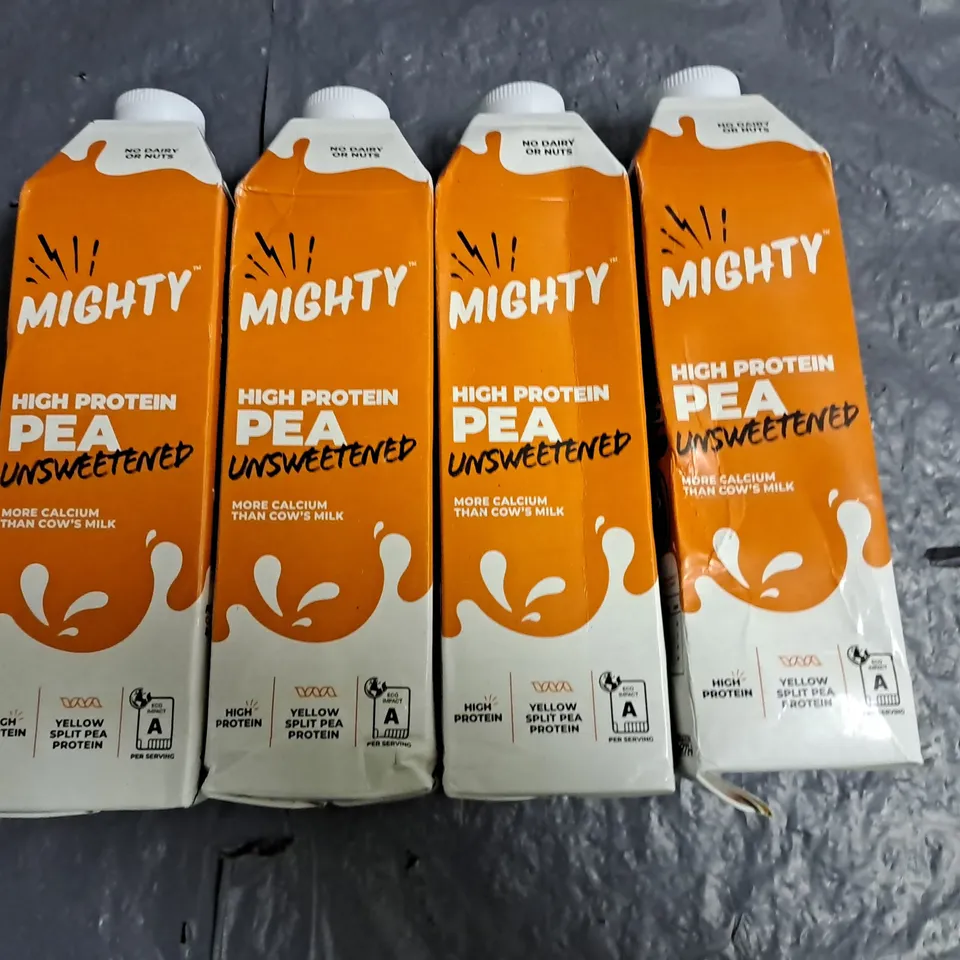 LOT OF 4 1L MIGHTY HIGH PROTEIN UNSWEETENED MILK