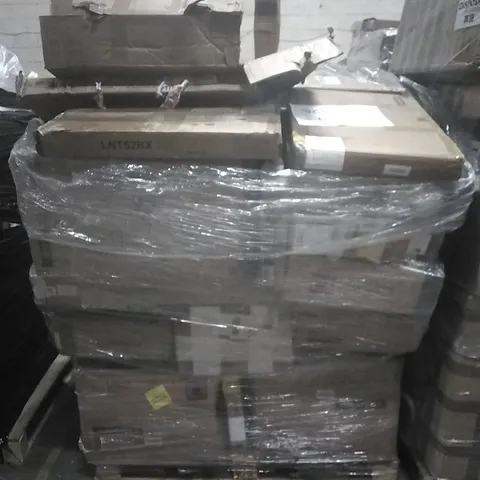 PALLET TO CONTAIN HOUSEHOLD FLAT-PACKED FURNITURE AND HOMEWERE TO INCLUDE; CORNER BRACKET, LAUNDRY HAMPER AND TRASH CAN ETC...