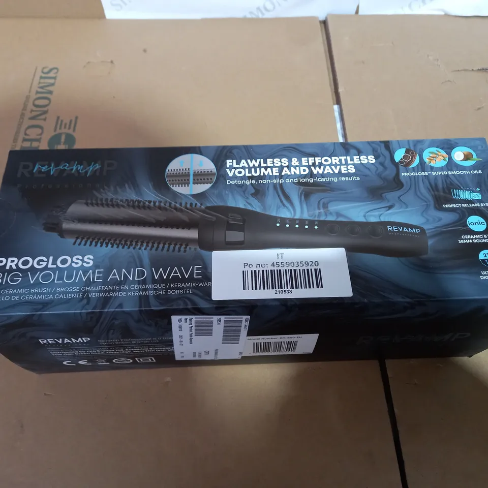 REVAMP, PROGLOSS PERFECT FINISH, CURL AND WAVES BRUSH. BIG VOLUME AND WAVE 