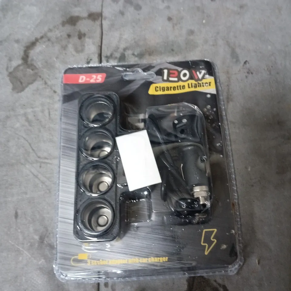 BOX OF ASSORTED AUTOMOTIVE ITEMS INCLUDING SINGLE SPEED CHAIN , KARTING TYRE AND CIGARETTE LIGHTER