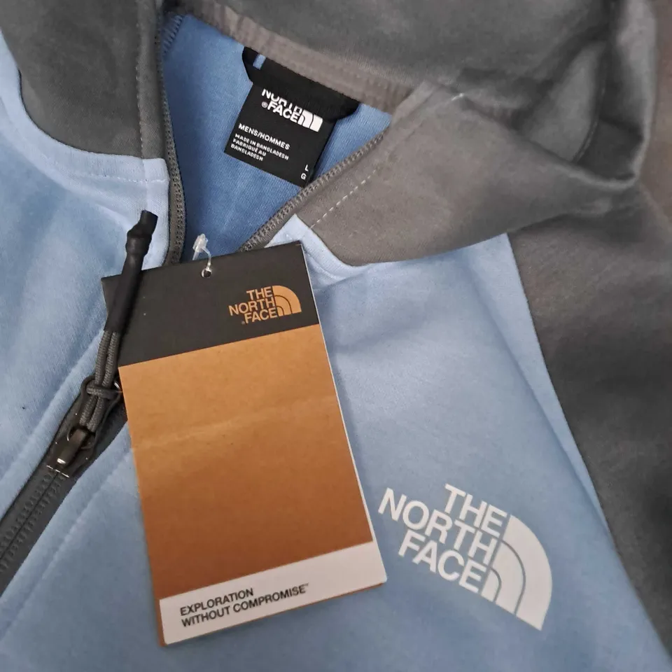 THE NORTH FACE KAVEH 1/4 ZIP FUNNEL FLEECE IN STONE/BLUE - LARGE