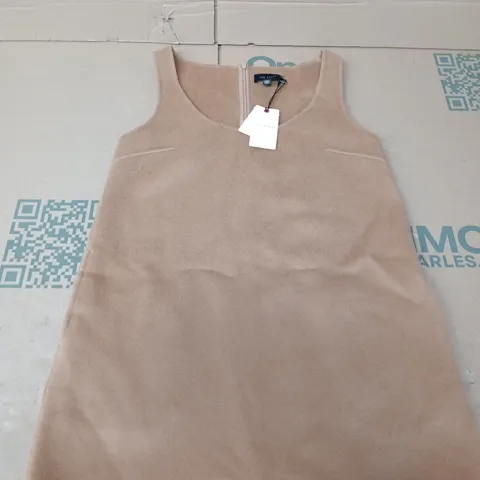TED BAKER SCOOP NECK MINI DRESS IN CAMEL - SIZE 2