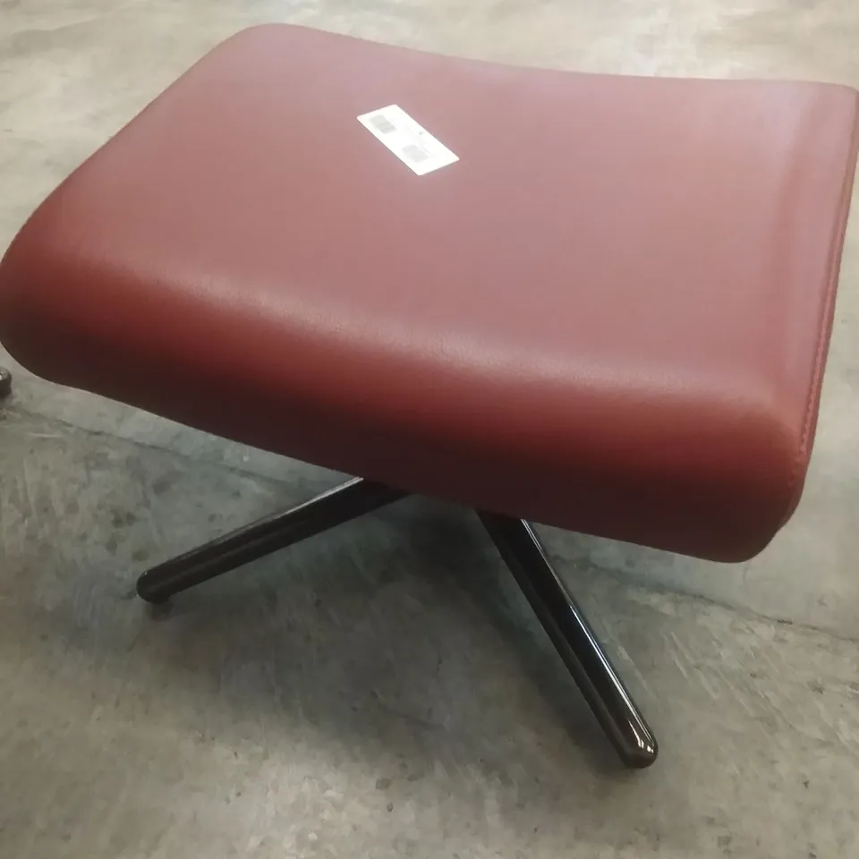 QUALITY ITALIAN DESIGNER GNOSTIC CHAIR + POUFF CALLAS RED LEATHER