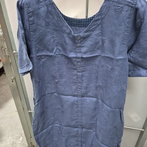 WHITE STUFF WOMEN'S BLUE CHAMBRAY BUTTON-FRONT TOP, UK 14 (EU 42)