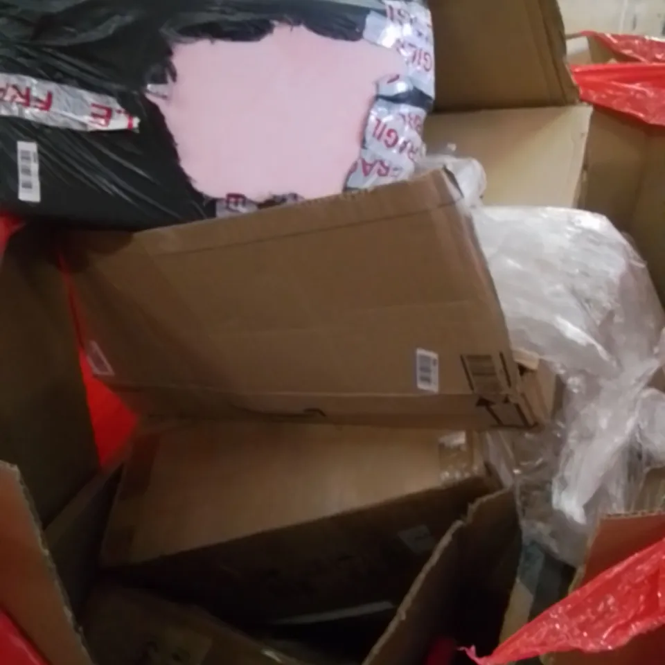 PALLET CONTAINING ASSORTED HOUSEHOLD & HOME IMPROVEMENT PRODUCTS. INCLUDES A VACUUM CLEANER, BOXED FURNITURE ETC 