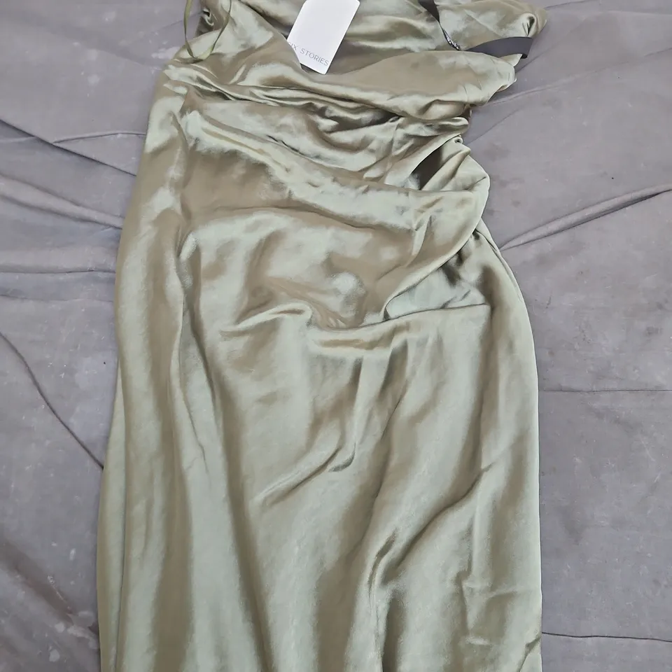 SIX STORIES OLIVE GREEN MAXI DRESS, UK 8
