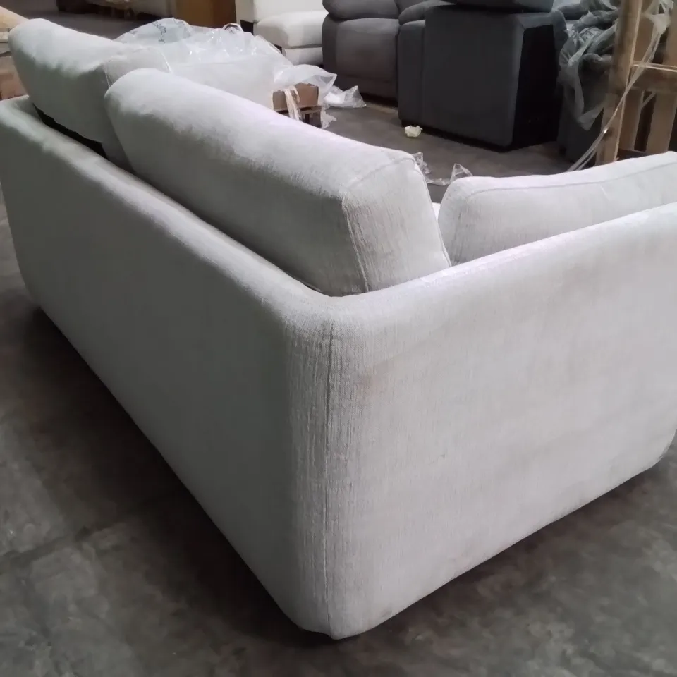 LIGHT GREY FABRIC UPHOLSTERED 2 SEATER SOFA BED