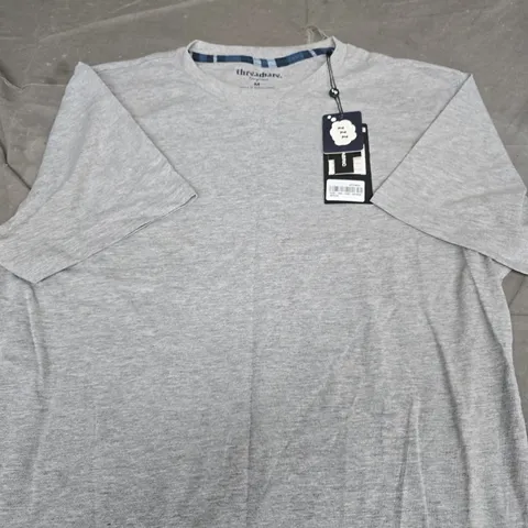 THREADBARE GREY LONG-SLEEVE CREW NECK T-SHIRT – UK M