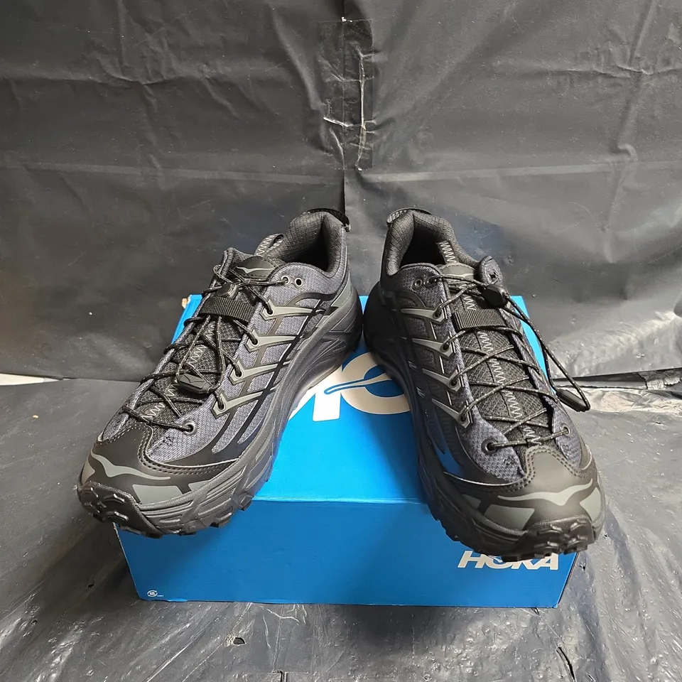 HOKA MAFATE THREE2 TRAIL RUNNING SHOES - BLACK/GRAPHITE, UK 10.5 (US 11) - BOXED