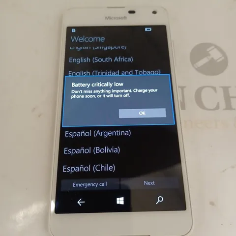 MICROSOFT MOBILE PHONE - WHITE