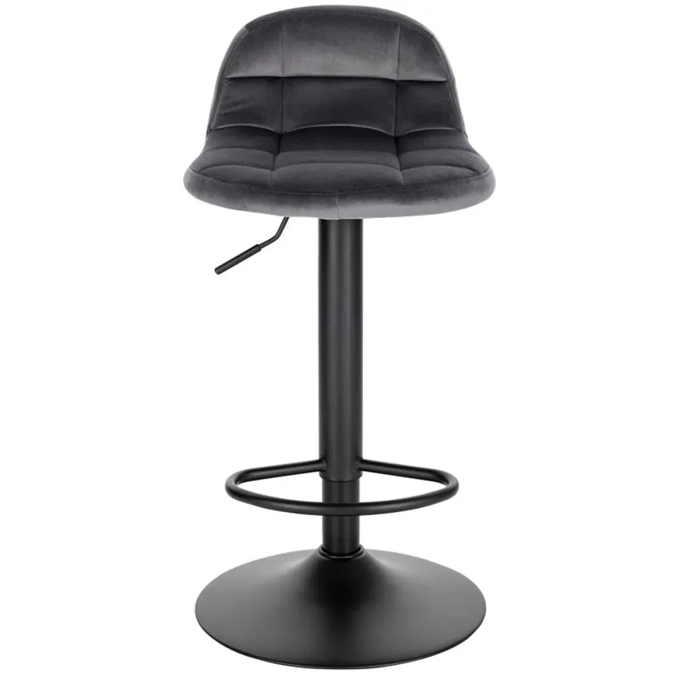 BOXED PAIR OF ASHAR SWIVEL UPHOLSTERED ADJUSTABLE HEIGHT COUNTER STOOLS - GREY