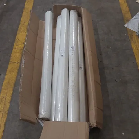 BOX CONTAINING 6x BRAND NEW FASANA PRO WHITE DAMASK BANQUET ROLLS 120CM x 50M