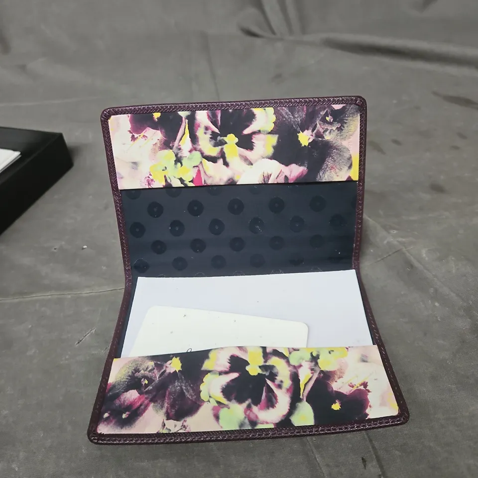 PAUL SMITH PURPLE LEATHER WALLET WITH FLORAL INTERIOR – BOXED