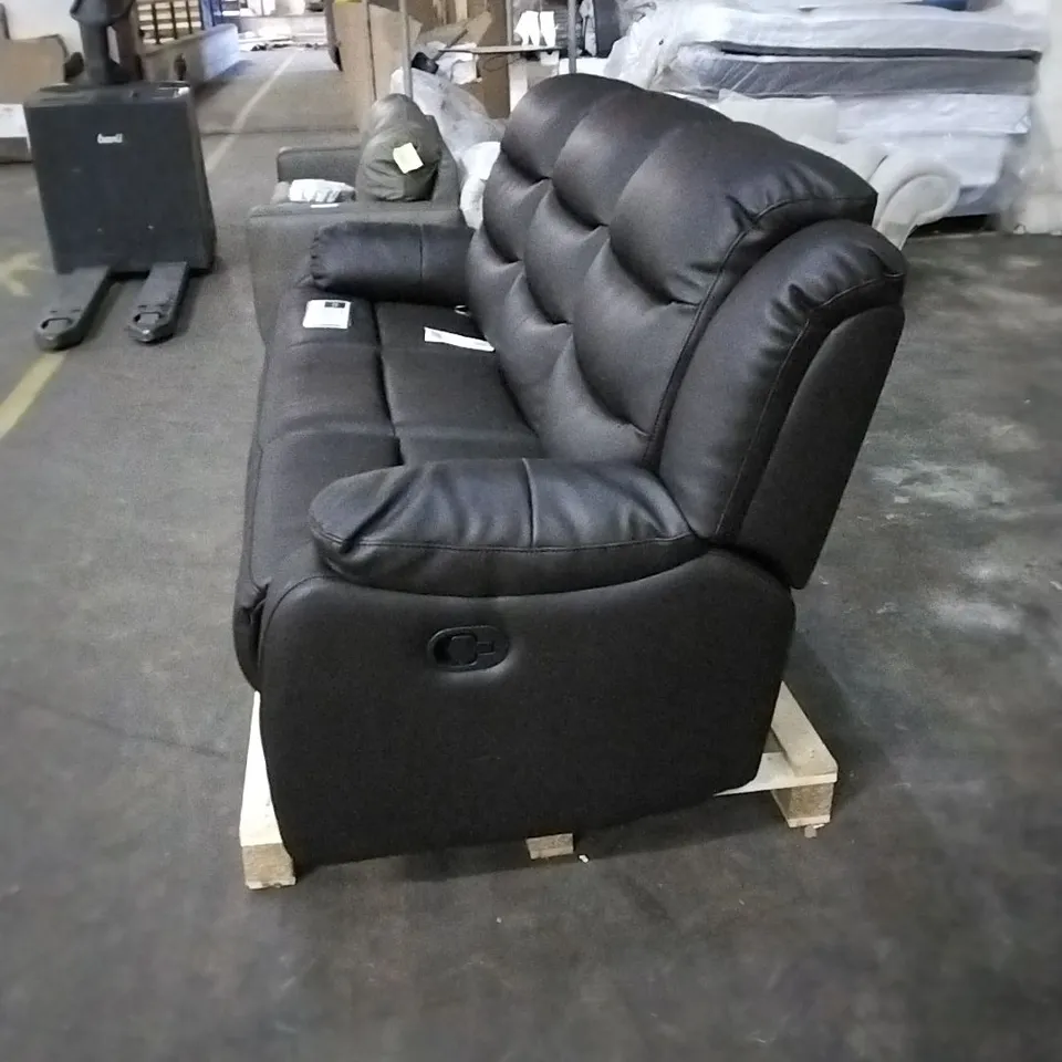 QUALITY DESIGNER ROTHBURY 3 SEATER MANUAL RECLINING BLACK SOFA