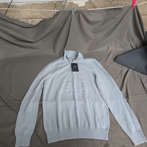 PAUL JAMES LIGHT GREY 100% COTTON POLO JUMPER, UK SIZE S