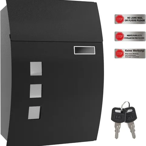 BOXED SONGMICS MAILBOX, WALL-MOUNTED LOCKABLE POST LETTER BOX WITH VIEWING WINDOWS