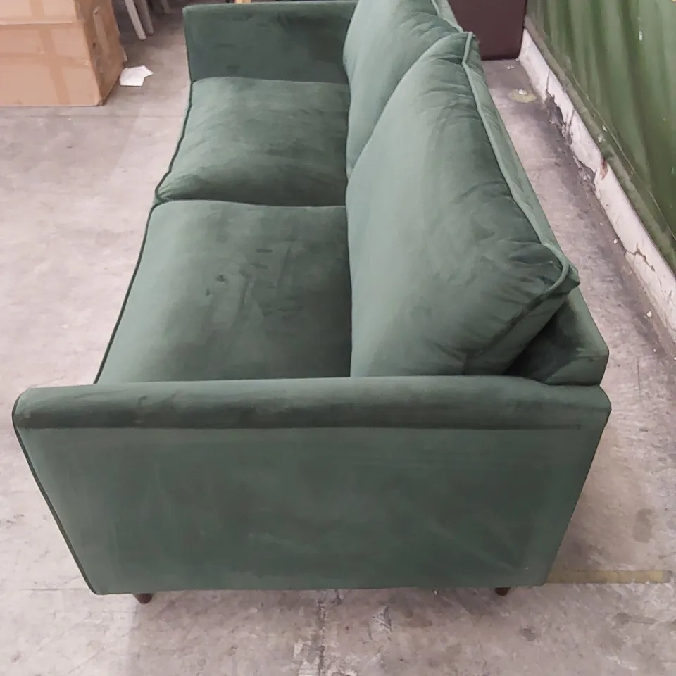 DESIGNER PASHA EMERALD VELVET UPHOLSTERED 3 SEATER SOFA