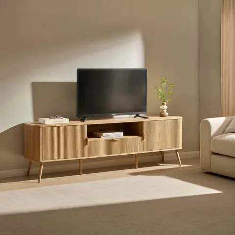BOXED DUSK HATTIE LARGE TV UNIT FOR TVS UP TO 75"- LIGHT WOOD